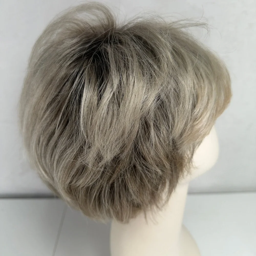 Paula Young AVG Wig Short Layered Pixie Ash Blonde Dark Roots A0304 Synthetic